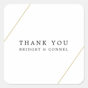Thank You Modern Geometric Gold Wedding Square Sticker