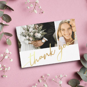thank you,modern gold calligraphy wedding collage card