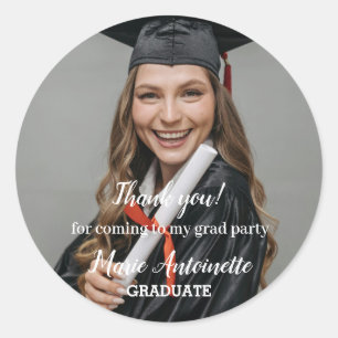Thank you Modern Graduate Photo Classic Round Sticker