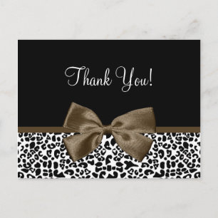 Thank You Modern Leopard Carafe Brown Ribbon Postcard