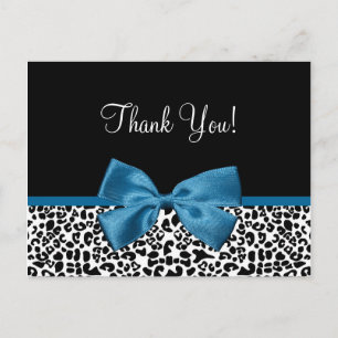 Thank You Modern Leopard Mykonos Blue Ribbon Postcard