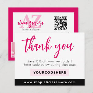 Thank You Modern Magenta Boutique 4-Photo Flyer Postcard