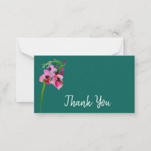 Thank You modern  pink and teal watercolor art Card