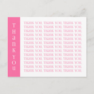 Thank You Modern Pink and White Words Postcard