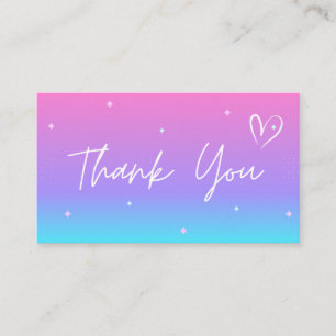 Thank You Modern Pink Purple Blue Ombre Gradient Business Card