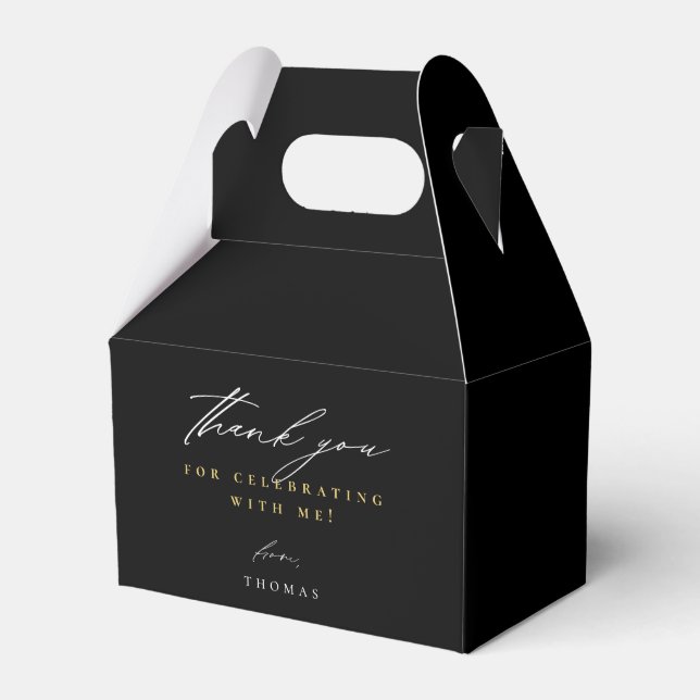 Thank You Modern Script Black Favour Box (Front Side)