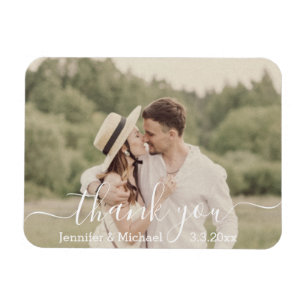 thank you modern script country wedding photo magnet