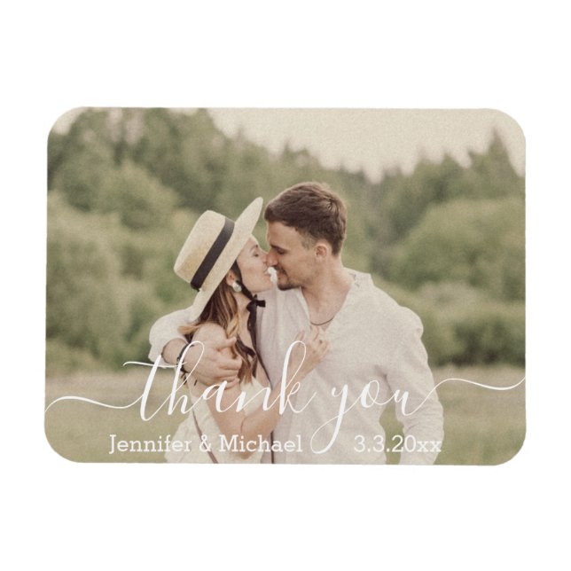 thank you modern script country wedding photo magnet (Horizontal)