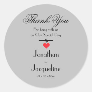 Thank You Modern Script Custom Names Cool Chic  Classic Round Sticker