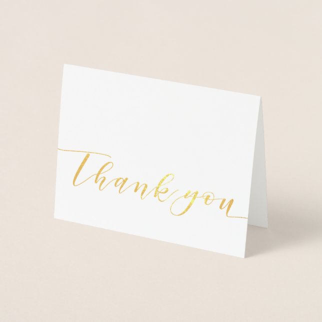 Thank you modern script gold foil design foil card (Front)