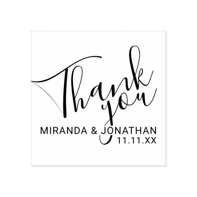 'Thank You' Modern Script Wedding Favour Rubber Stamp (Imprint)
