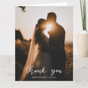 Thank You Modern Script Wedding Photo