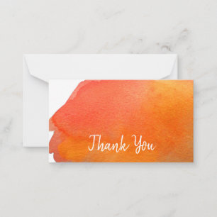 Thank You modern simple orange watercolor art Card