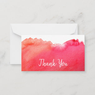 Thank You modern simple red watercolor art Card