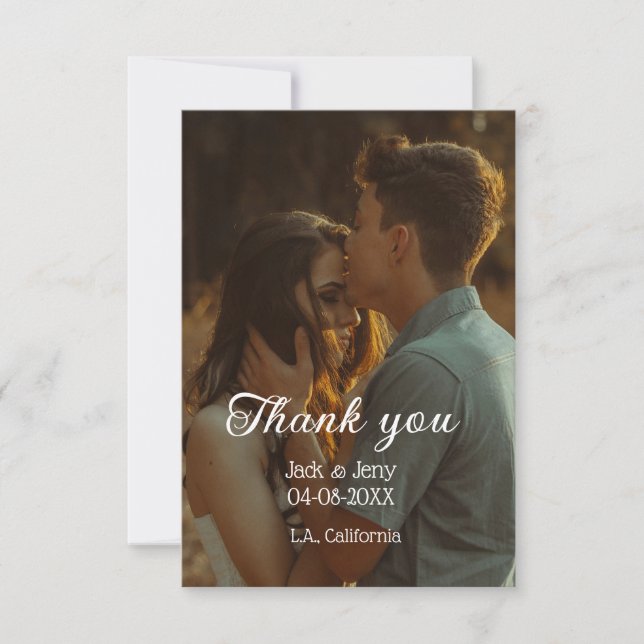 Thank you modern simple wedding couple name messag (Front)