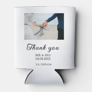 Thank you modern simple wedding couple name messag can cooler