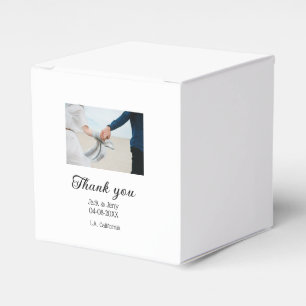 Thank you modern simple wedding couple name messag favour box