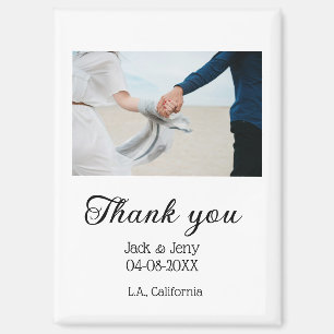 Thank you modern simple wedding couple name messag magnet