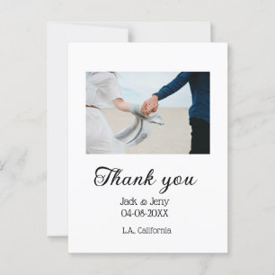 Thank you modern simple wedding couple name messag postcard