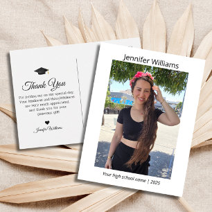 thank you modern typography photo graduation  postcard
