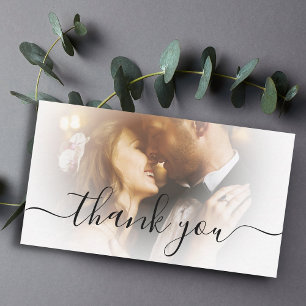 thank you modern wedding faded photo note card