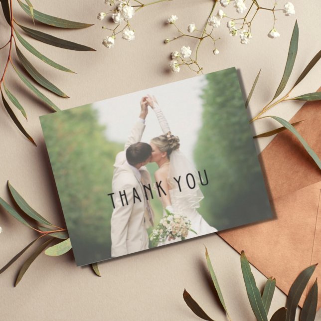 Thank You Modern Wedding Photo  Postcard (Creator Uploaded)