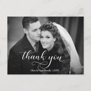 Thank You Modern Wedding Postcard Elegant Script