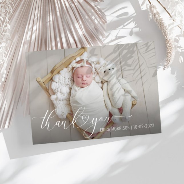 THANK YOU moderrn heart script birth announcement (Creator Uploaded)