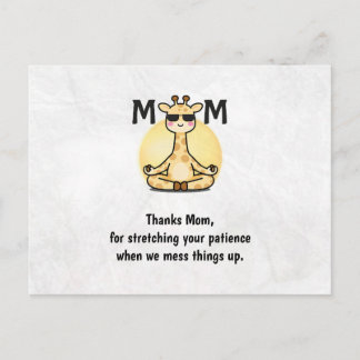 Thank You Mom Cute Giraffe Yoga Mother's Day Card