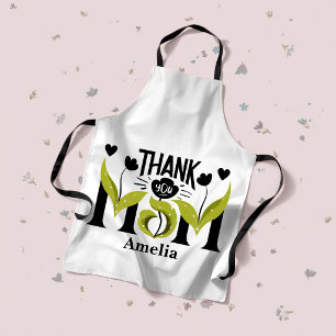 Thank You Mom Floral Personalized Apron
