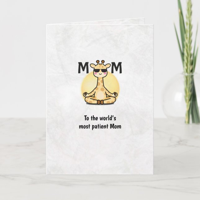 Thank You Mom Giraffe Yoga Mother’s Day Greeting  Card (Front)