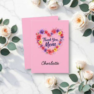 Thank You Mom Personalized Floral Mother's Day Card