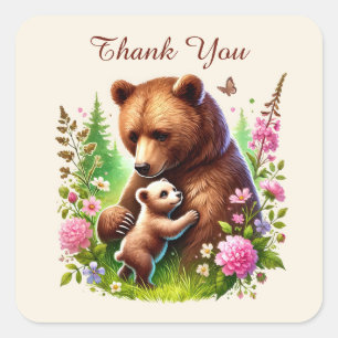 thank you Momma bear baby  Square Sticker