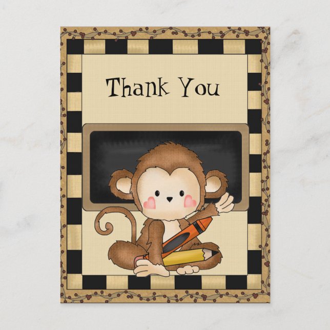 Thank You Monkey School Postcard (Front)