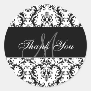 Thank You Monogram Paisley Wedding Classic Round Sticker