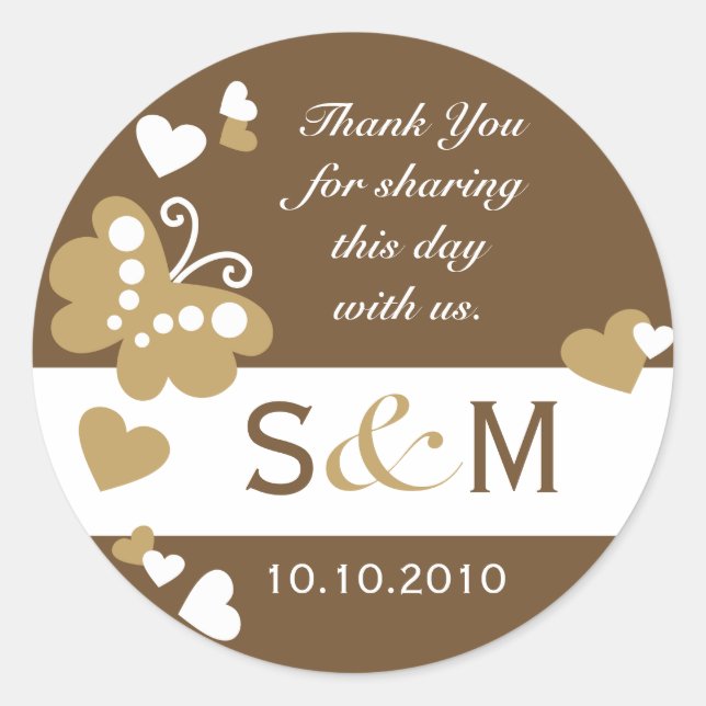 Thank You Monogram Wedding Favour Labels (Front)