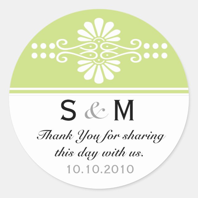 Thank You Monogram Wedding Favour Labels (Front)