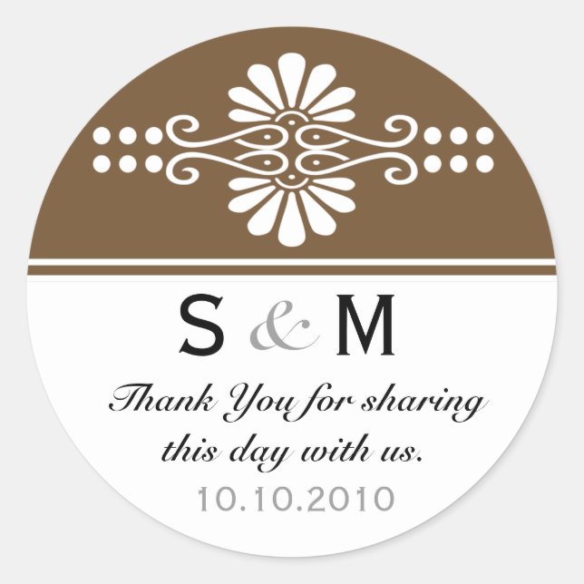 Thank You Monogram Wedding Favour Labels (Front)