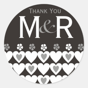 Thank You Monogrammed Wedding Favours Seals Black