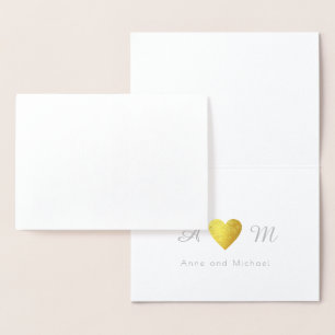 thank you monogrammed wedding foil card