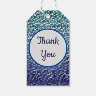 Thank You Mosaic Abstract Blue Gratitude Gift Tags