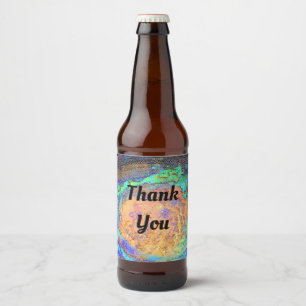 Thank You Mosaic TIle Abalone Shell Appreciation Beer Bottle Label