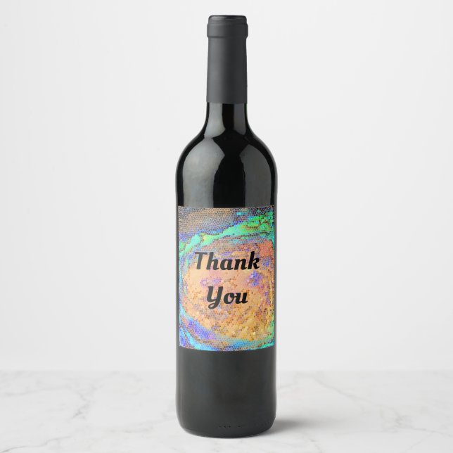 Thank You Mosaic Tile Abalone Shell Appreciation Wine Label (Front)