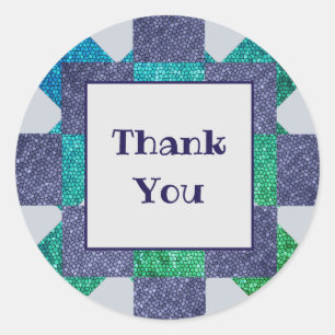 Thank You Mosaic Tile Blue Green Appreciation Classic Round Sticker
