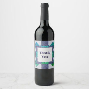 Thank You Mosaic Tile Star Blue Green Appreciation Wine Label