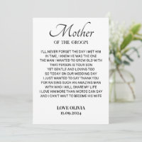 Thank you Mother of the Groom Card,To My Mother