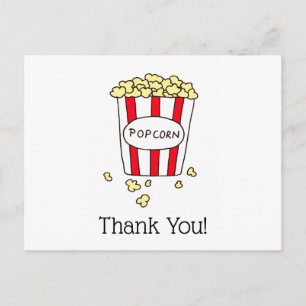 Thank You Movie Theatre Popcorn Red White Bucket Postcard