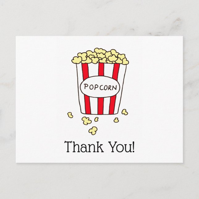 Thank You Movie Theatre Popcorn Red White Bucket Postcard (Front)