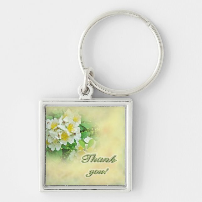 Thank You Multiflora Roses Key Ring (Front)