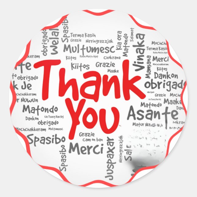 Thank You - Multilingual - Thank You Note Classic Round Sticker (Front)